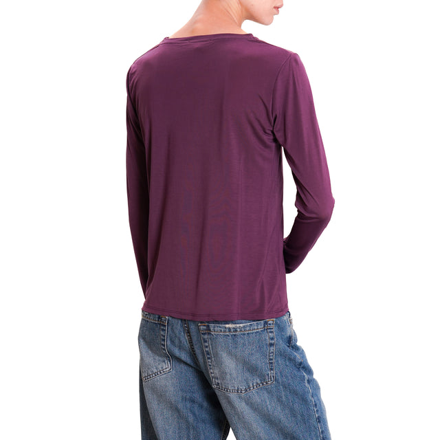 Zeroassoluto-T-shirt slim fit tessuto lyocell - aubergine