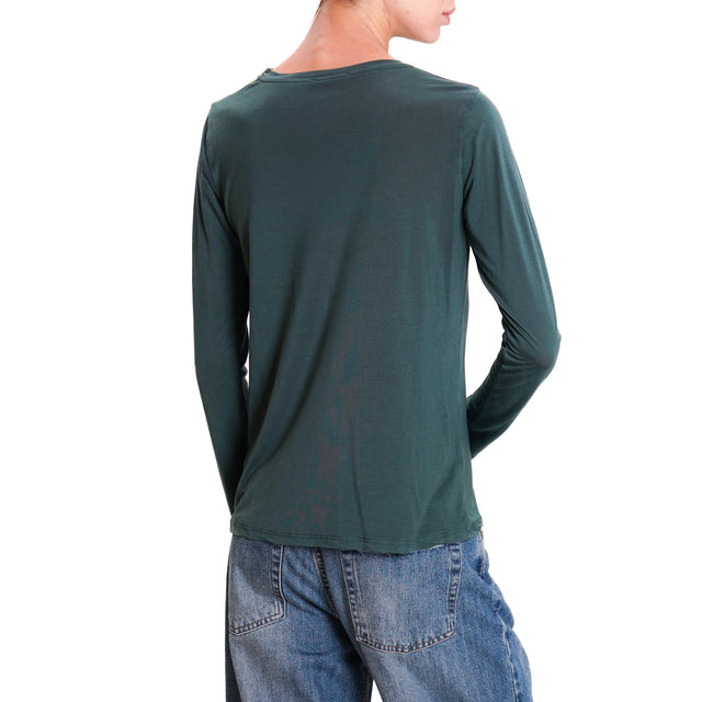 Zeroassoluto-T-shirt slim fit tessuto lyocell - verde bottiglia