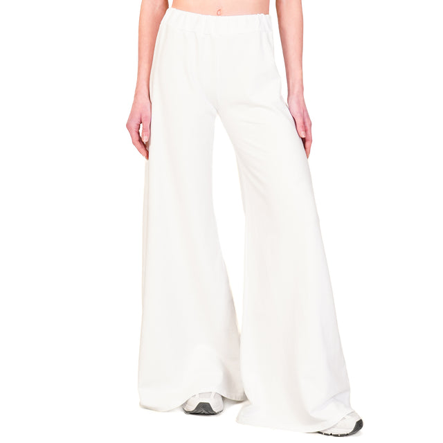 Zeroassoluto-Pantalone a zampa felpa light - bianco