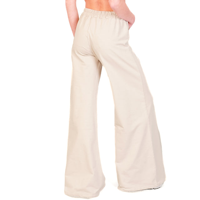 Zeroassoluto-Pantalone a zampa felpa light - beige