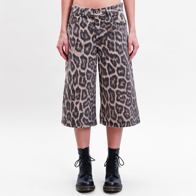 Zeroassoluto-BILLY animalier Bermuda shorts - sand/dark brown/black