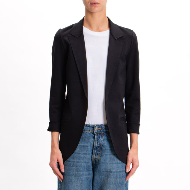 Zeroassoluto-JELSO jacket Milano stitch raw cut - black