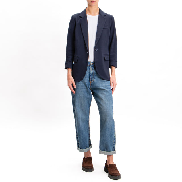 Zeroassoluto-JIMMY 1 button jacket Milan stitch - blue