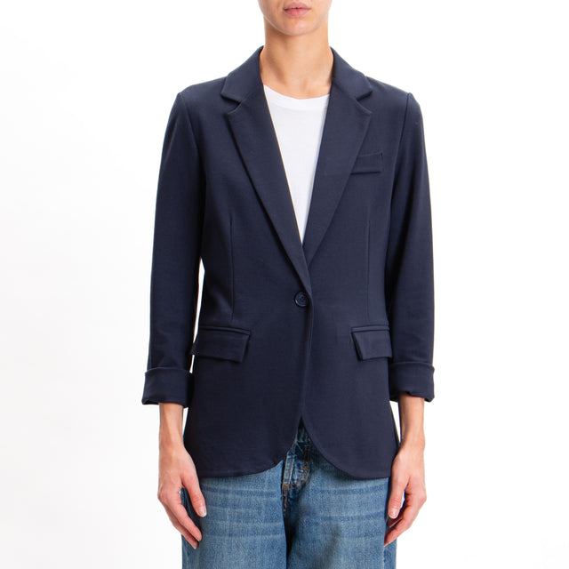 Zeroassoluto-JIMMY 1 button jacket Milan stitch - blue