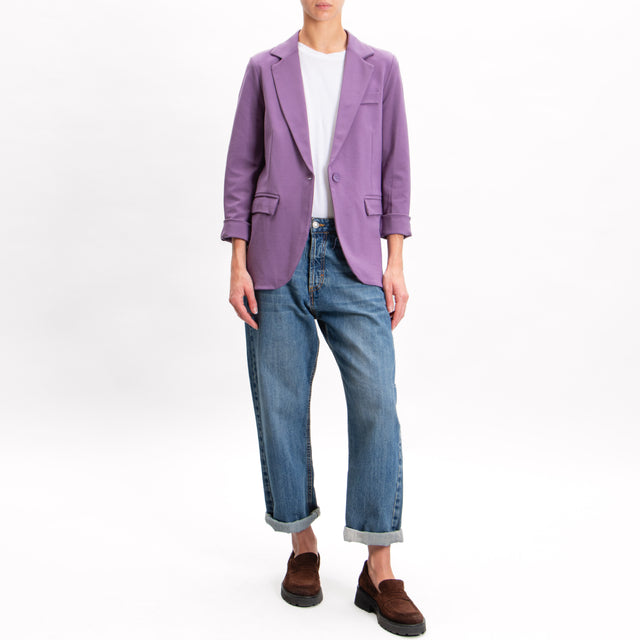 Zeroassoluto-JIMMY 1 button jacket milano stitch - mauve