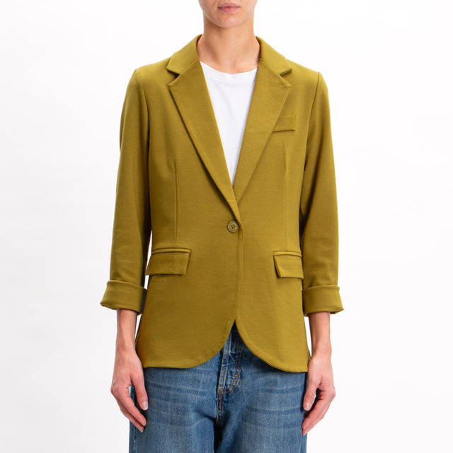 Zeroassoluto-JIMMY 1 button jacket Milan stitch - oil