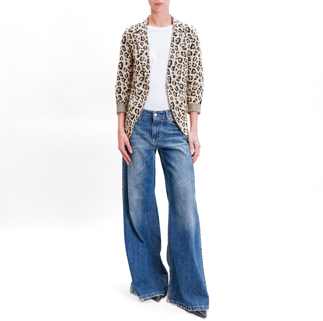 Zeroassoluto-JIN stretch jacket - animalier lurex sand/gold/black