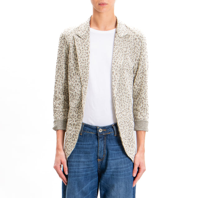 Zeroassoluto-JIN stretch jacket - animalier lurex sand/taupe