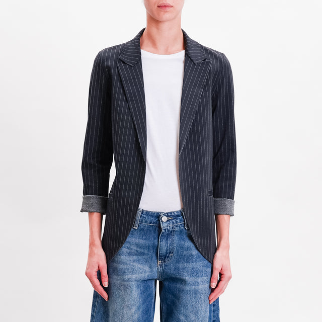 Zeroassoluto-JIN Stretch Jacket - Black Pinstripe