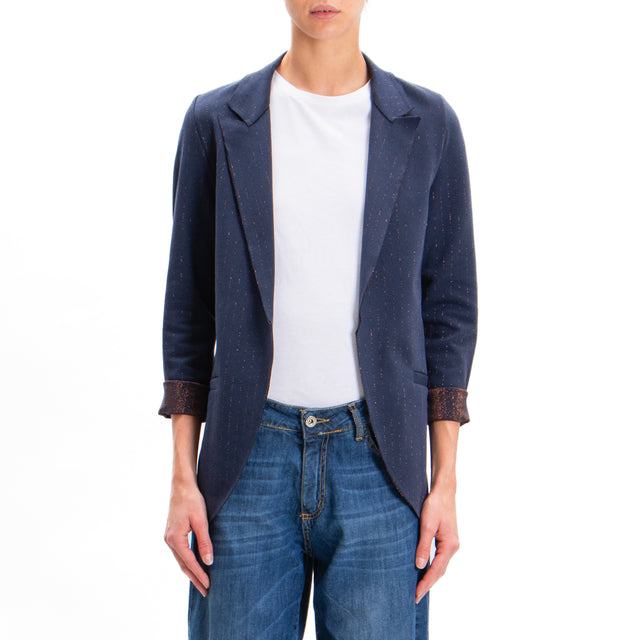 Zeroassoluto-JIN stretch jacket - blue/bronze lurex pinstripe