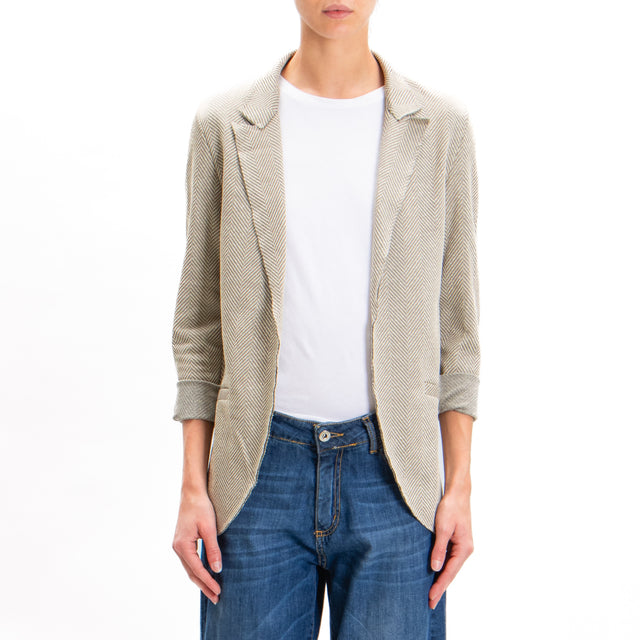 Zeroassoluto-JIN stretch jacket - sand/taupe lurex herringbone