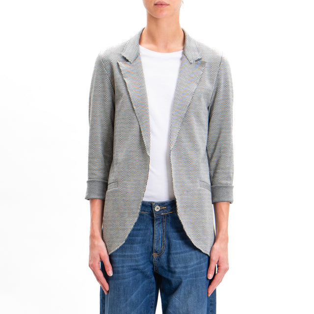 Zeroassoluto-JIN stretch jacket - lead/chalk herringbone