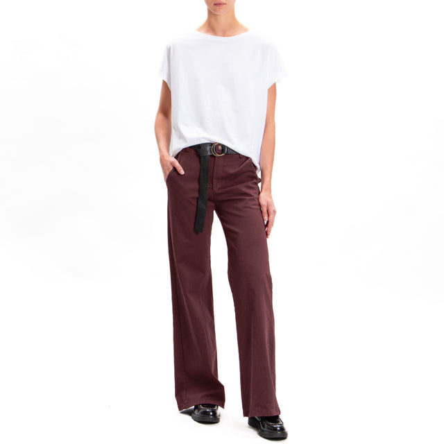 Zeroassoluto-LILLY palazzo trousers in stretch cotton - burgundy