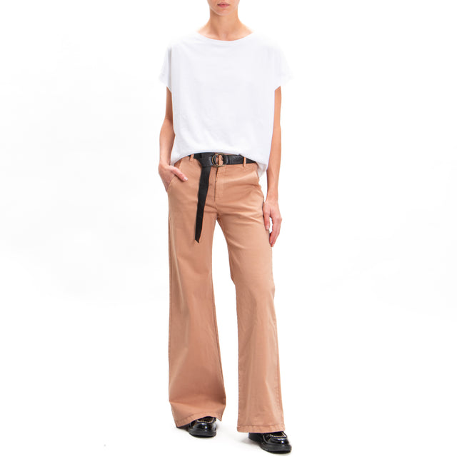 Zeroassoluto-LILLY palazzo pants in stretch cotton - cake