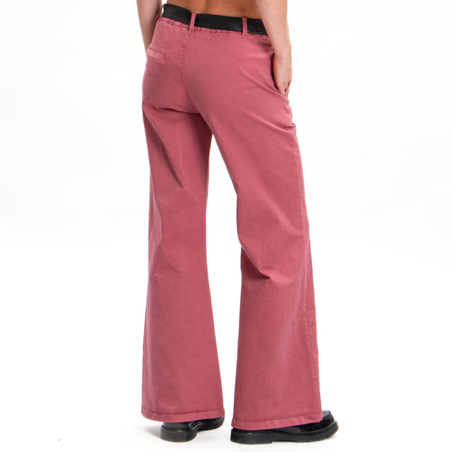 Zeroassoluto-Pantalone LILLY palazzo cotone elasticizzato - rose