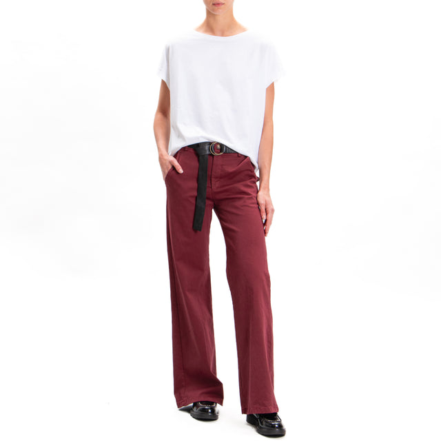 Zeroassoluto-LILLY palazzo trousers in stretch cotton - wine