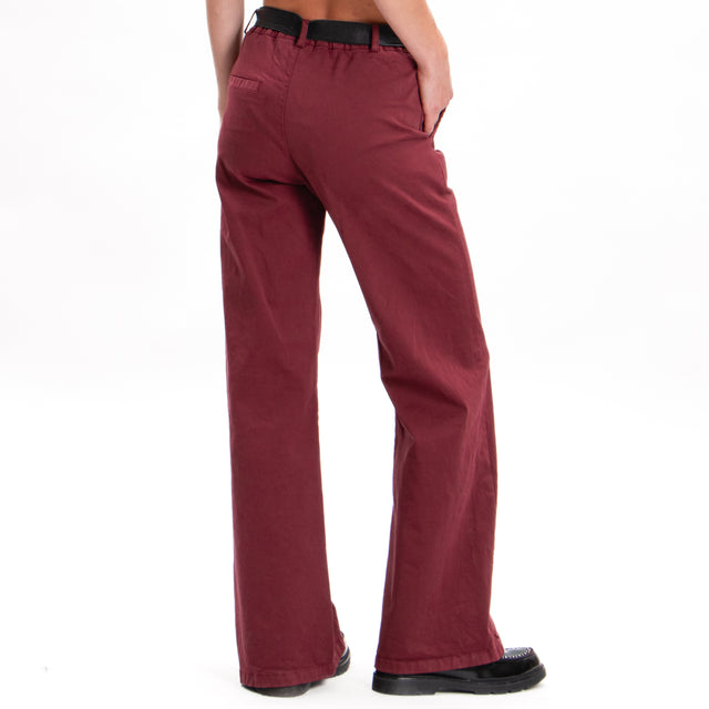 Zeroassoluto-Pantalone LILLY palazzo cotone elasticizzato - vino