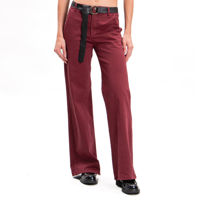 Zeroassoluto-LILLY palazzo trousers in stretch cotton - wine