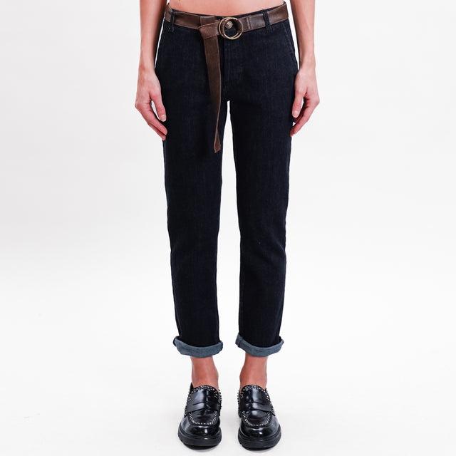 Zeroassoluto-Pantalone LOIS chino tela jeans - denim nero