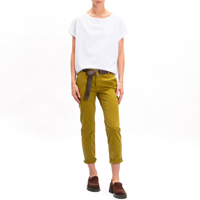 Zeroassoluto-LOIS chino stretch cotton trousers - oil