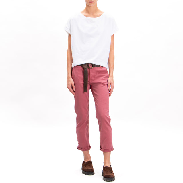 Zeroassoluto-LOIS stretch cotton chino trousers - rose