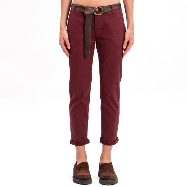 Zeroassoluto-LOIS stretch cotton chino trousers - wine