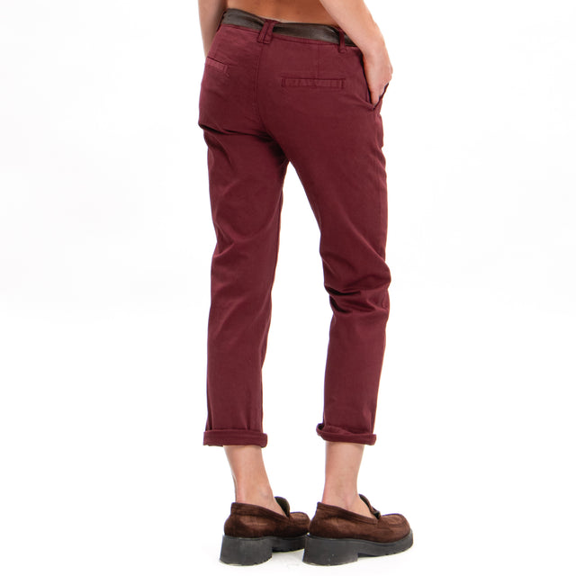 Zeroassoluto-LOIS stretch cotton chino trousers - wine