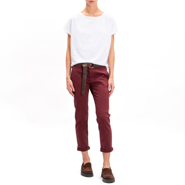 Zeroassoluto-LOIS stretch cotton chino trousers - wine