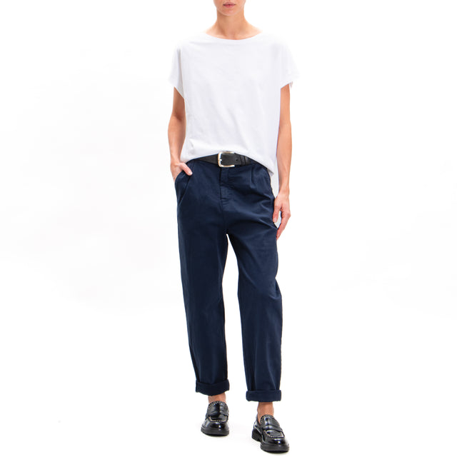 Zeroassoluto-Pantalone LOLA boyfriend cotone elasticizzato - blu