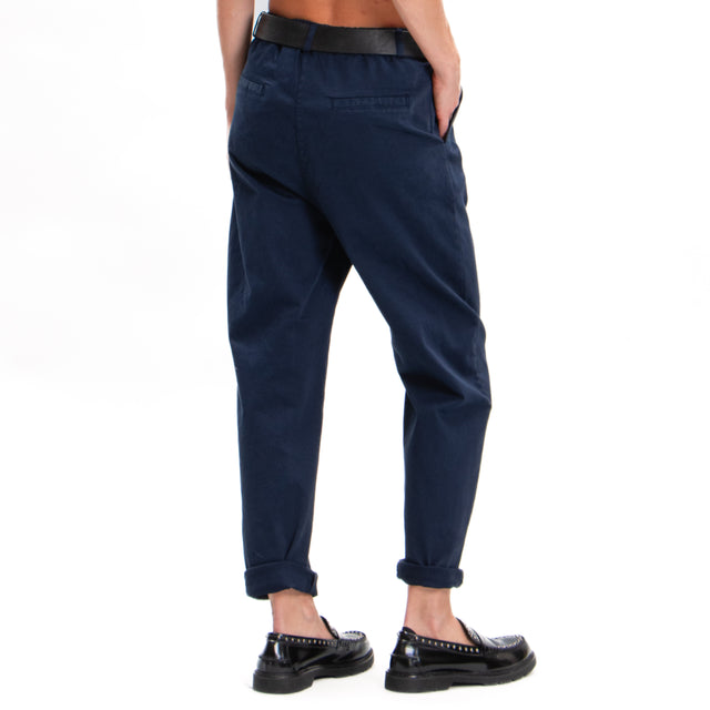 Zeroassoluto-Pantalone LOLA boyfriend cotone elasticizzato - blu