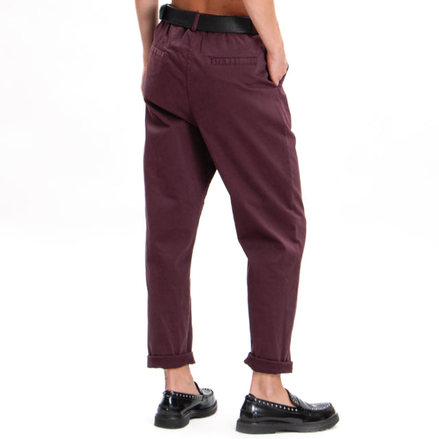 Zeroassoluto-Pantalone LOLA boyfriend cotone elasticizzato - burgundy