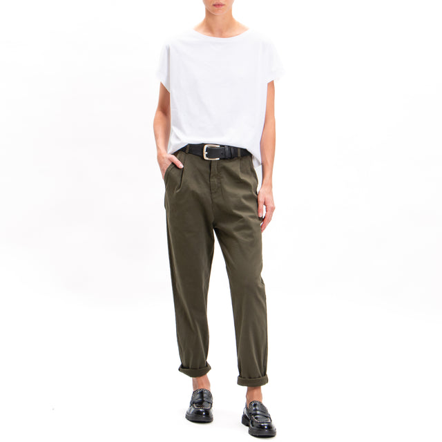 Zeroassoluto-Pantalone LOLA boyfriend cotone elasticizzato - militare