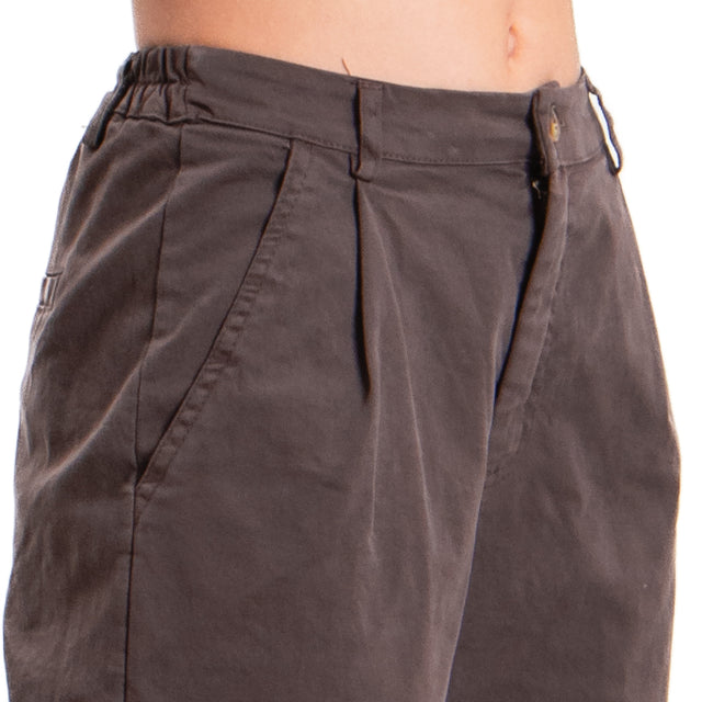 Zeroassoluto-Pantalone LOLA boyfriend cotone elasticizzato - moro