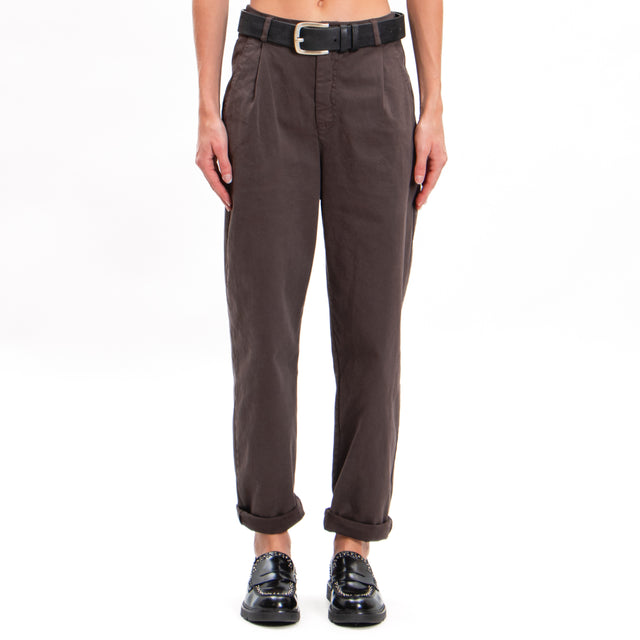 Zeroassoluto-LOLA boyfriend stretch cotton trousers - dark brown