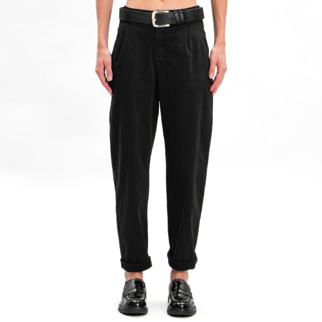 Zeroassoluto-LOLA boyfriend stretch cotton trousers - black