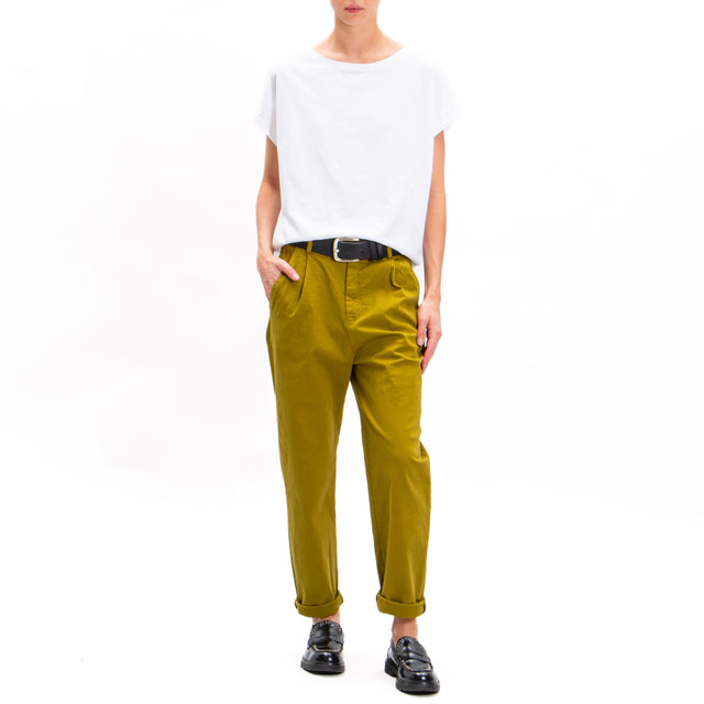 Zeroassoluto-LOLA boyfriend stretch cotton trousers - oil