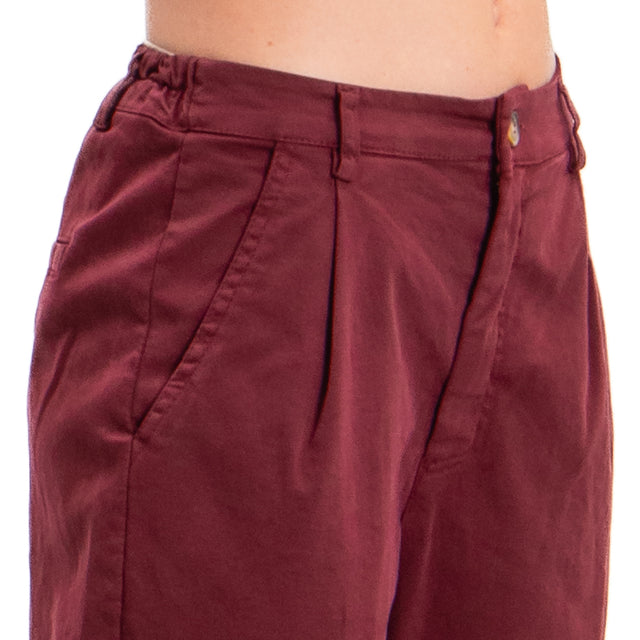 Zeroassoluto-Pantalone LOLA boyfriend cotone elasticizzato - vino