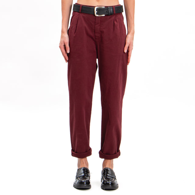 Zeroassoluto-LOLA boyfriend stretch cotton trousers - wine