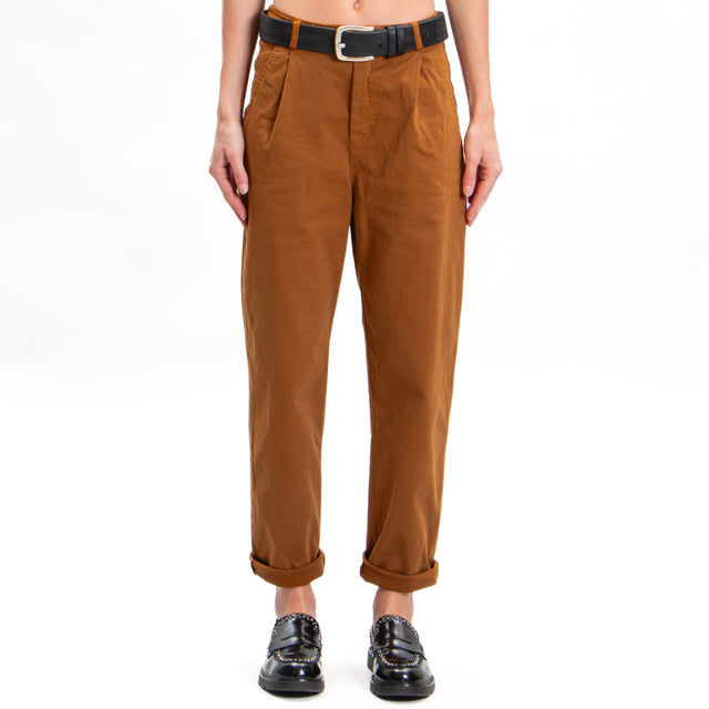 Zeroassoluto-Pantalone LOLA boyfriend cotone elasticizzato - whiskey