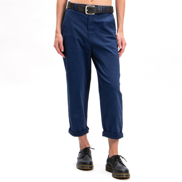 Zeroassoluto-LORY baggy stretch cotton trousers - blue