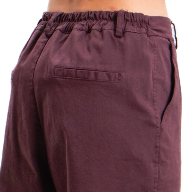 Zeroassoluto-LORY baggy stretch cotton trousers - burgundy