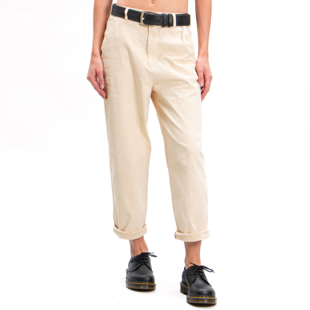 Zeroassoluto-LORY baggy stretch cotton trousers - butter