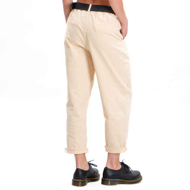 Zeroassoluto-Pantalone LORY baggy cotone elasticizzato - burro