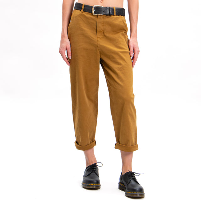 Zeroassoluto-Pantalone LORY baggy cotone elasticizzato - humus