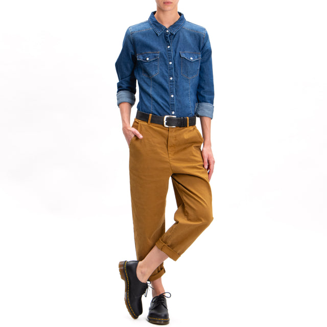 Zeroassoluto-LORY baggy stretch cotton trousers - humus