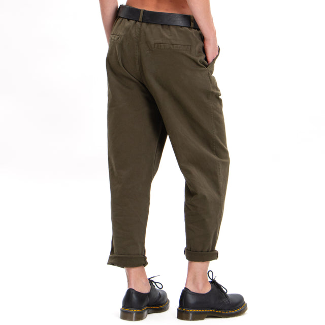 Zeroassoluto-Pantalone LORY baggy cotone elasticizzato - militare