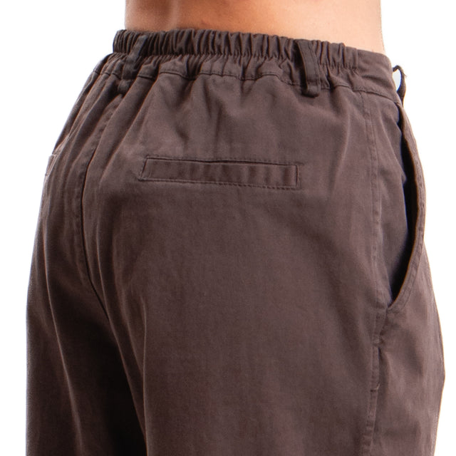 Zeroassoluto-LORY baggy stretch cotton trousers - dark brown