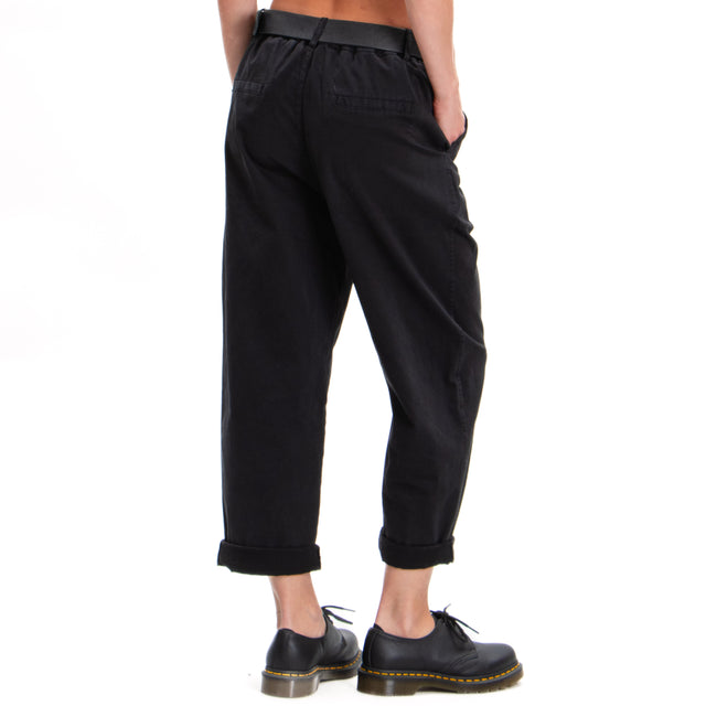 Zeroassoluto-Pantalone LORY baggy cotone elasticizzato - nero