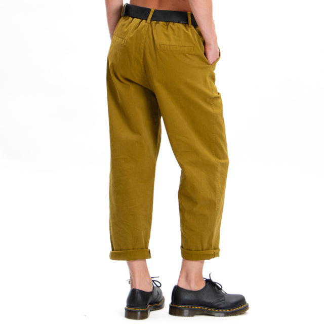 Zeroassoluto-LORY baggy stretch cotton trousers - oil