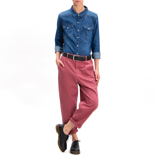 Zeroassoluto-LORY baggy stretch cotton trousers - rose